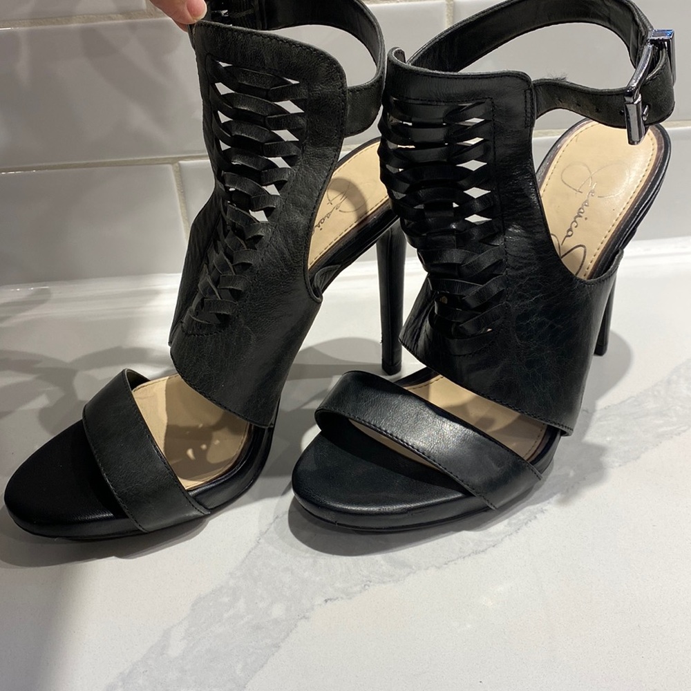 Jessica Simpson leather strappy heel